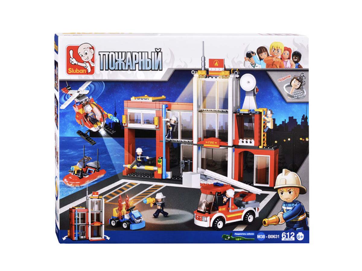 Կոնստրուկտոր Sluban Пожарный, Մոդել SLB0631, 612կտ Հրշեջ Կայան