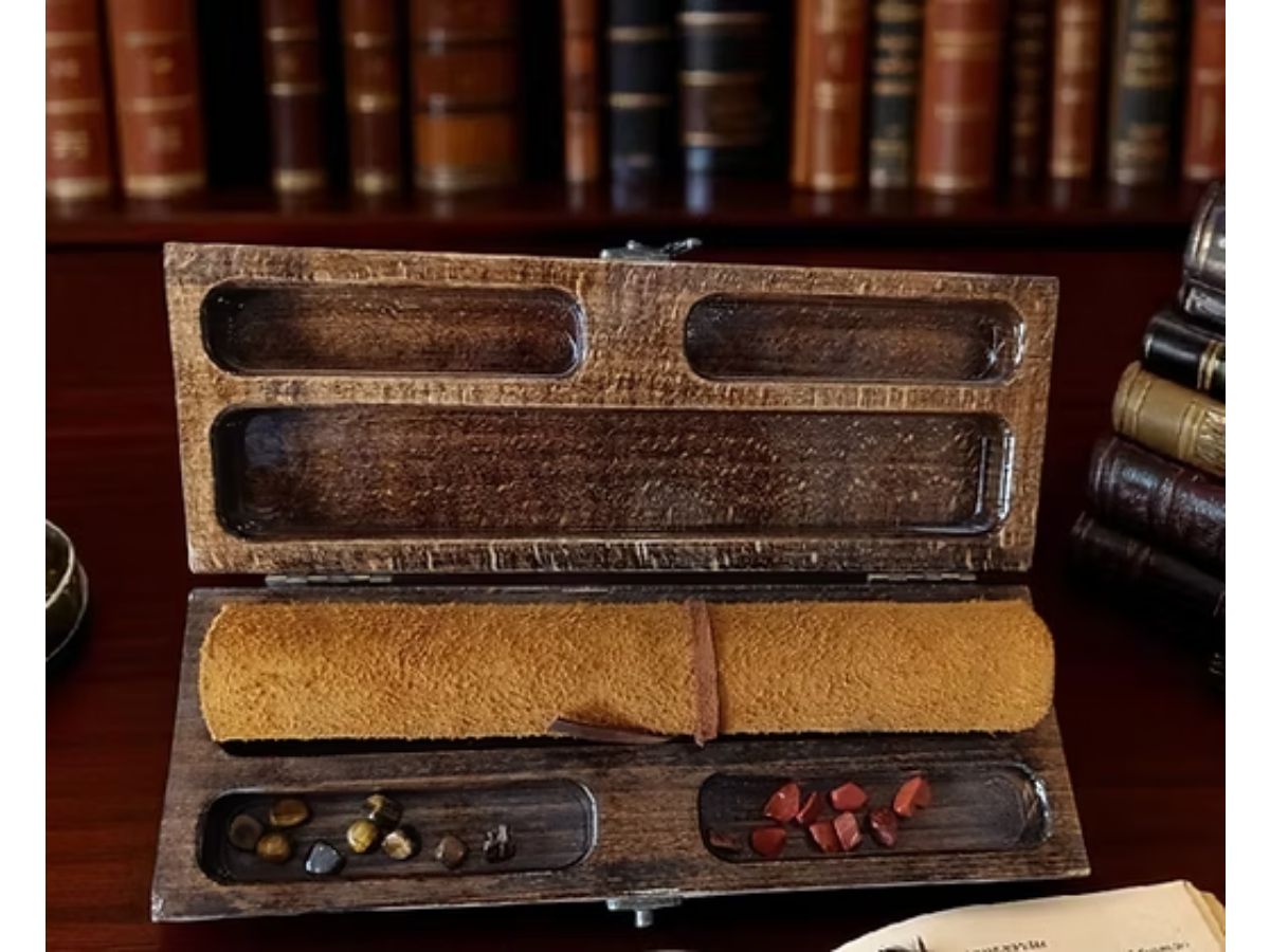 Սեղանի Խաղ 9 Men`s Morris Փայտե Պպատյանով, Կաշվով