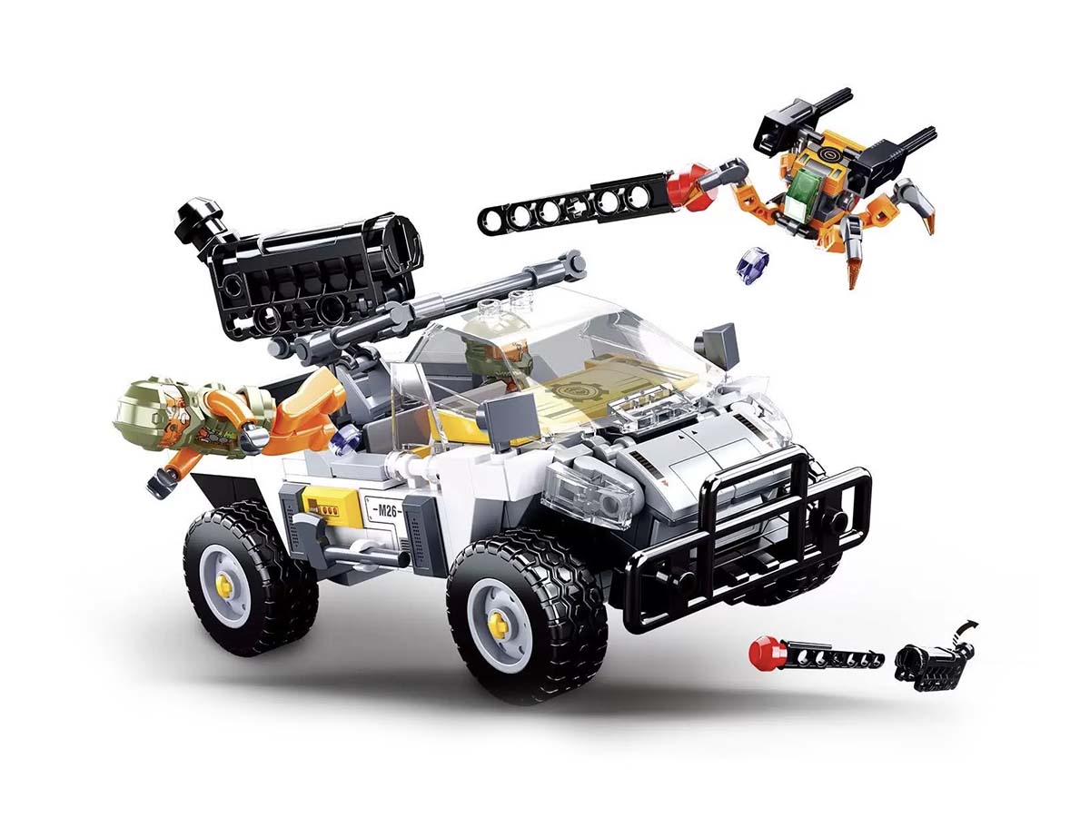 Կոնստրուկտոր Sluban ATOMIC, 300կտ Ամենագնաց + Դռոն