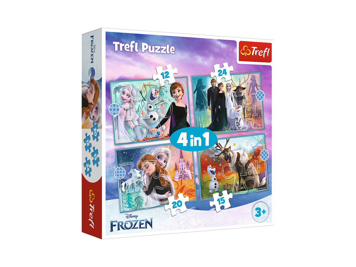 Թղթե Փազլ Trefl Puzzles – “4in1 (12, 15, 20, 24)” – The amazing world of Frozen / Disney Frozen 2