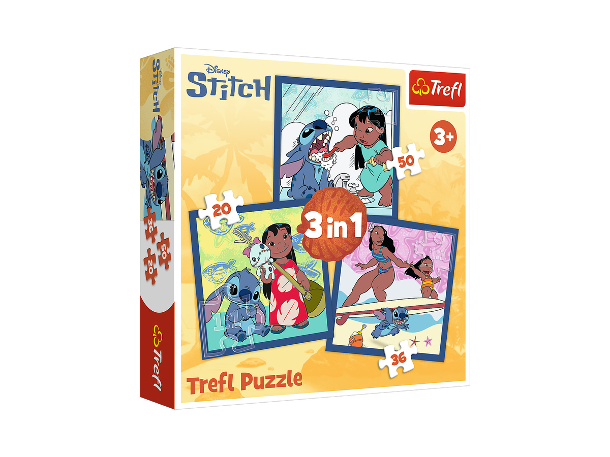 Թղթե Փազլ Trefl “Puzzles – “3in1″” – Time with Stitch / Disney Lilo&Stitch_FSC Mix 70%