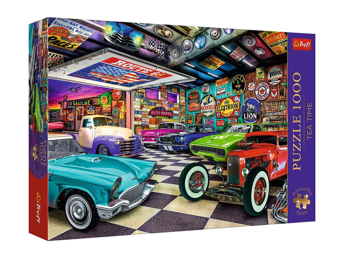 Թղթե Փազլ Trefl Puzzles – “1000 Premium Plus” – Tea Time: Car Collectors Garage_FSC Mix 70%